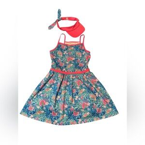 Tommy Bahama Girls Pink and Blue Floral Dress Size 11-12